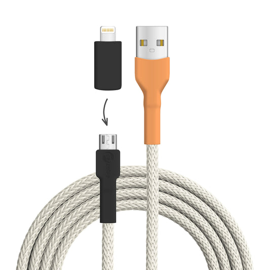 USB-Kabel, Design: Königspinguin, Anschlüsse: USB A auf Micro-USB mit Lightning Adapter (nicht verbunden)