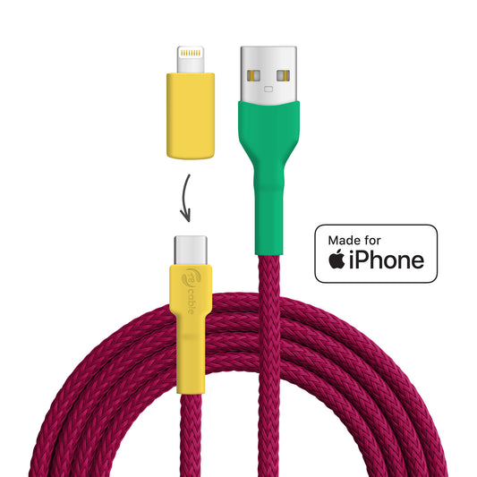 Gouldian finch USB A - USB C + Lightning (iPhone)