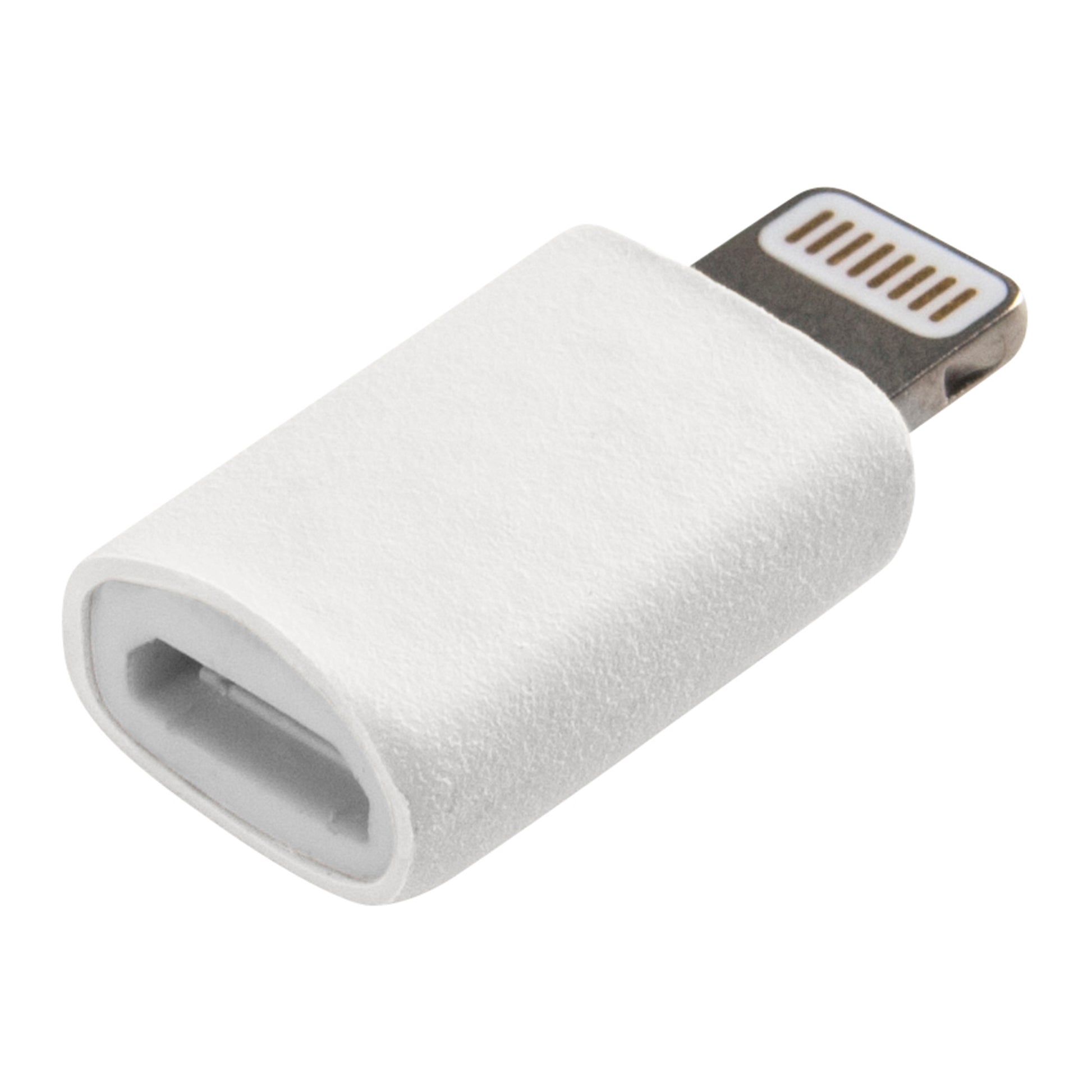 Seitenansicht Micro USB-Lightning-Adapter weiß