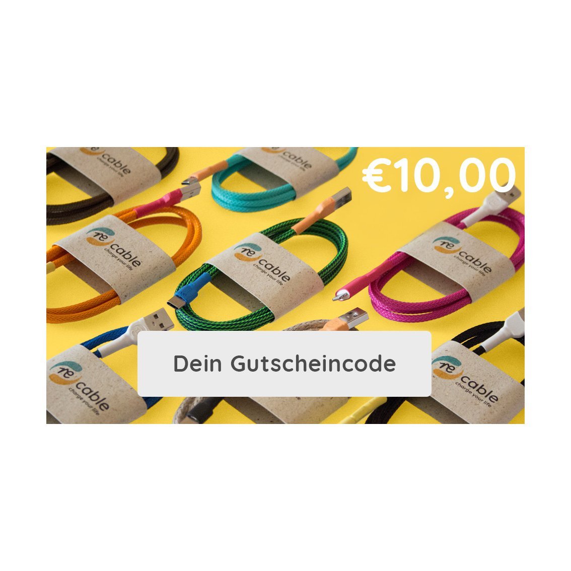 Geschenkgutschein mit Motiv der vielfältigen, fertigen recable. Gutscheinwert: 10 € 